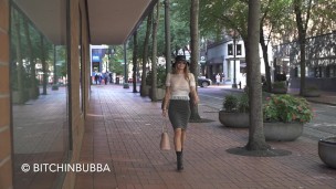 braless girl on the street