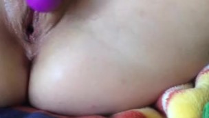 Sabrina fucking her baseball bat with a hitachi