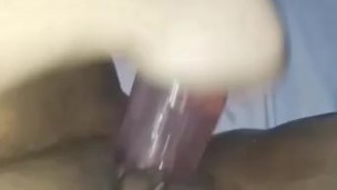 quick masturbation with a pink dildo 