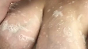 Soapy natural tits shower teaser