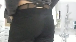 Patty crossdresser back from work in stockings