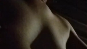 Outside Topless at Night; Playing w/Nipple Piercing & Growing Big Boobs