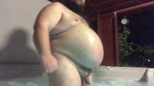 wet nakie hottub bear