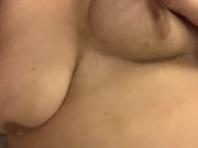 Chubby girl playing with fat boobs