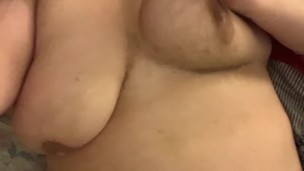Chubby girl playing with fat boobs