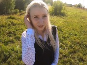 Beautiful schoolgirl fucked in the mouth and pussy on the way home from school