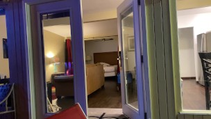 Walking around my hotel room naked and hard