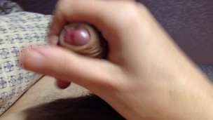 The guy plays with a member and cums with sperm. Homemade