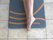 Beauty does fitness and first footjob in the life for fan #3 on the balcony 3/16