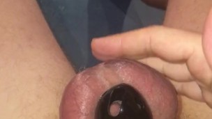 Teen Chastity Slave Slaps and Tortures Balls for Master - CBT Training