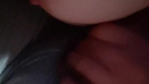 Jerking him off on my tits
