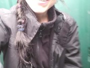 Nerdy Girl Hosing Down A Urinal With Her Piss 15/16