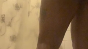 Squirting water out of my hairy Pussy in the shower 