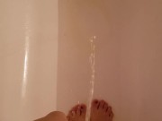 Girl Desperate to Pee Pisses On Self Standing In Shower 