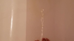 Girl Desperate to Pee Pisses On Self Standing In Shower 