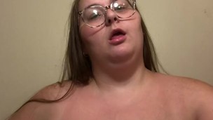 Playing with my huge tits before hopping in the shower