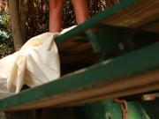 Milf Piss on her self while  stepson Films
