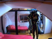 How to put on Cyborg Inflationsuit with Demask Mask over the head