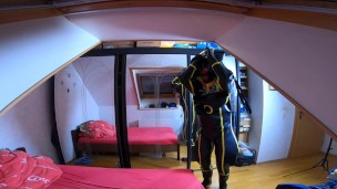 How to put on Cyborg Inflationsuit with Demask Mask over the head