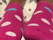 Cute teen girl socks up close pov