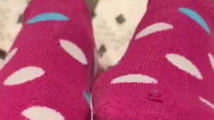 Cute teen girl socks up close pov