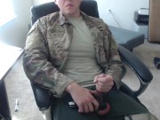 Soldier Uses Vibrator to Cum During Lunch
