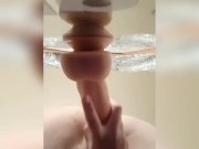 My 19 year old teen gf fucking big cock dildo while sucking my cock