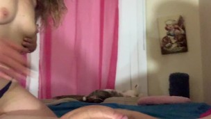 Yoga instructor is deepthroating, and showing off her big round ass