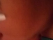 Ebony Babe Sucks Sloppy White Cock Toy
