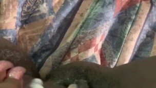 Playing with hairy pussy cream and got caught !!