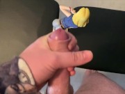 One man bukkake for an Android 18 anime figurine