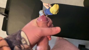 One man bukkake for an Android 18 anime figurine