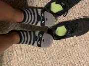 Ebony teen girl takes off shoes after class ASMR