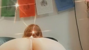 Sexy Hot Blonde Crossdresser Tranny In Lingerie And Red Heels Striptease