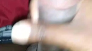 Black twink jacking off with huge cum shot