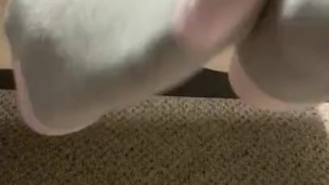 Up close teen feet socks pov 