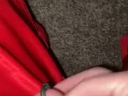 Rubbing his Tiny Caged Dick