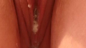 Cum dripping out of my freshly fucked shaved pussy full video tomorrow