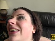 Milf sub sucks cock and swallows cum 13/16