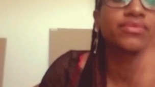 Shy Ebony Gags on White Cock 