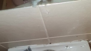 Thick hard cum shot on mirror 