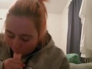 College girl sucks on dildo