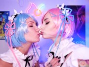 Re:zero Rem destroy Ram's pussy w Strapon Pussy eating 1/16