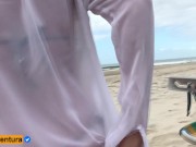 Extreme risk II pissing in public and anal sex on the beach People near!