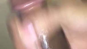 Horny masturbation moment in shower fat nut