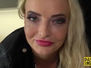 Handcuffed kinky blonde gets throated 3/16