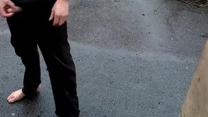 Dared to get naked at side of road and wank off