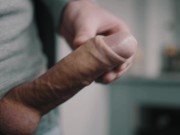 White uncut dick pulsating cum in 4K 4/16