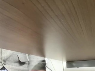 Under the desk work office wank masturbating public secret