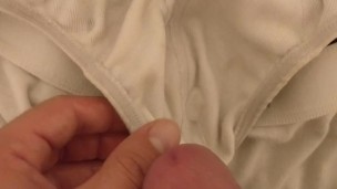 Cumming in white Calvin Klein briefs for a buyer